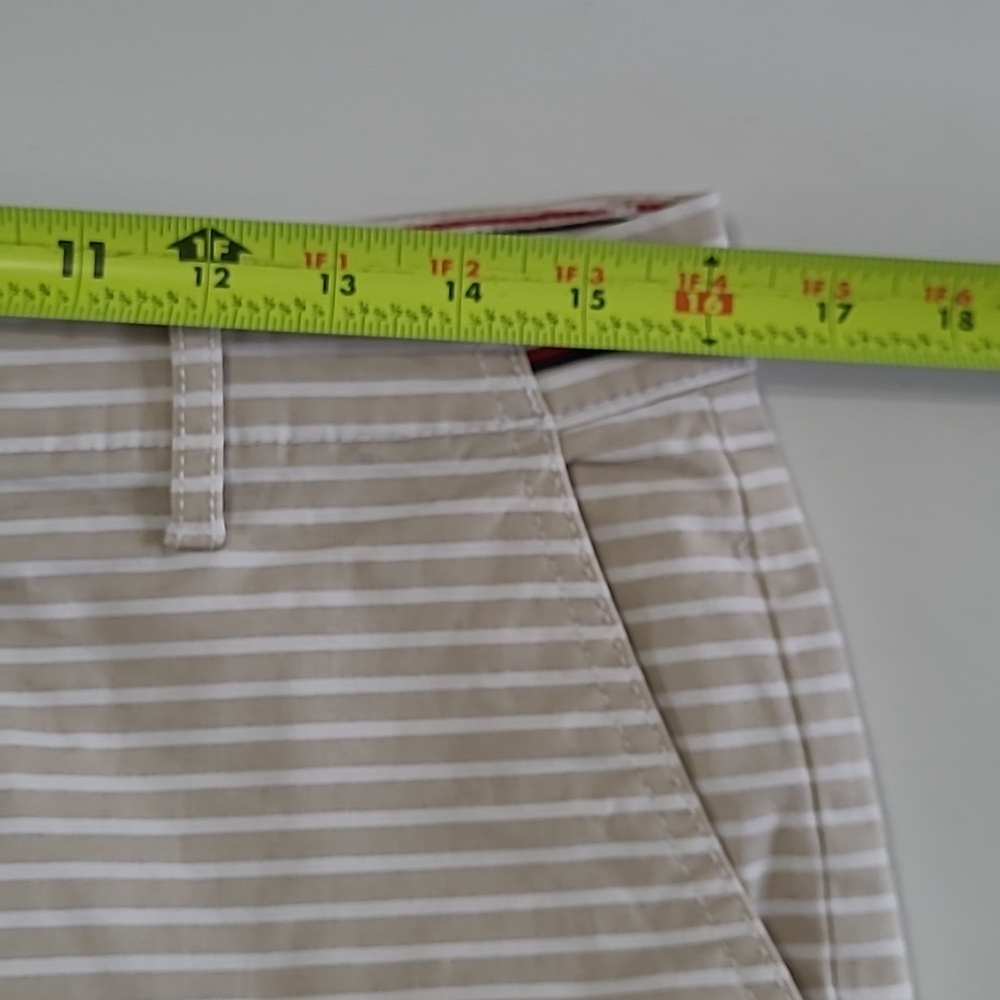 Tommy Hilfiger Khaki & White Striped Classic Stretch Shorts size 6 - Picture 7 of 9
